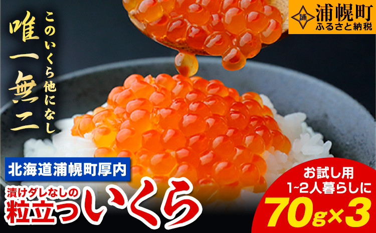 
【新物★先行予約】 いくら 70g×3パック 漬けダレなしの粒立ついくら 【2024年11月頃より順次出荷】 国産 便利小分け 簡単いくら丼 山本商店【北海道十勝浦幌町厚内産】
