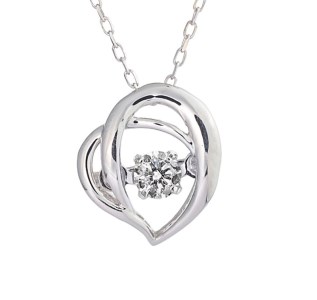 ダンシングストーンダイヤペンダント(ネックレス)【love pretzel】10金ホワイトゴールド・0.05ct　D10-0065