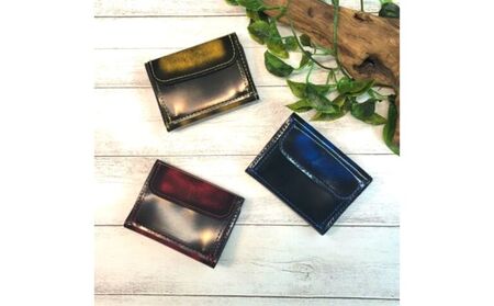 アドバンガラスレザーのミニ財布 レディース メンズ 日本製 財布 ハンドメイド シンプル レザー サイフ 小銭入れ 札入れ おしゃれ 大人 誕生日 プレゼント ギフト 寒川町 神奈川県 青