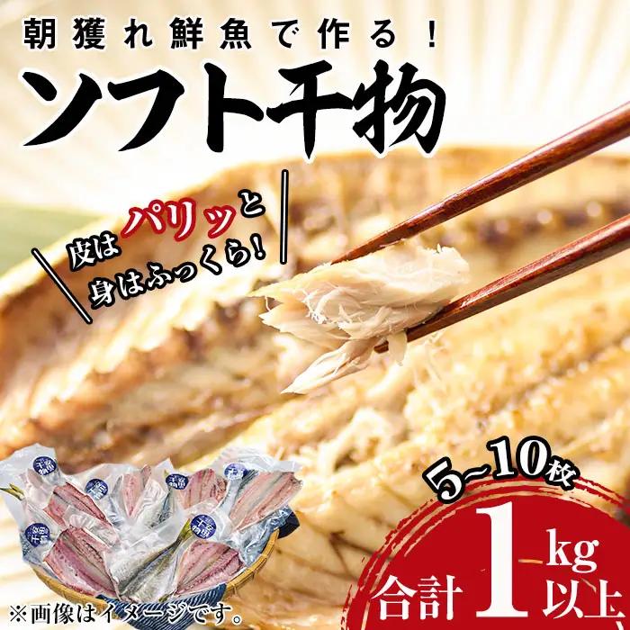 朝獲れ鮮魚で作る！魚屋さんの自家製ソフト干物！合計1kg以上(5～10枚)アジ イワシ カマス イカ タイ ブリカマ セット 詰め合わせ ひもの 焼き魚 おかず お惣菜【YS-3】【株式会社安田】
