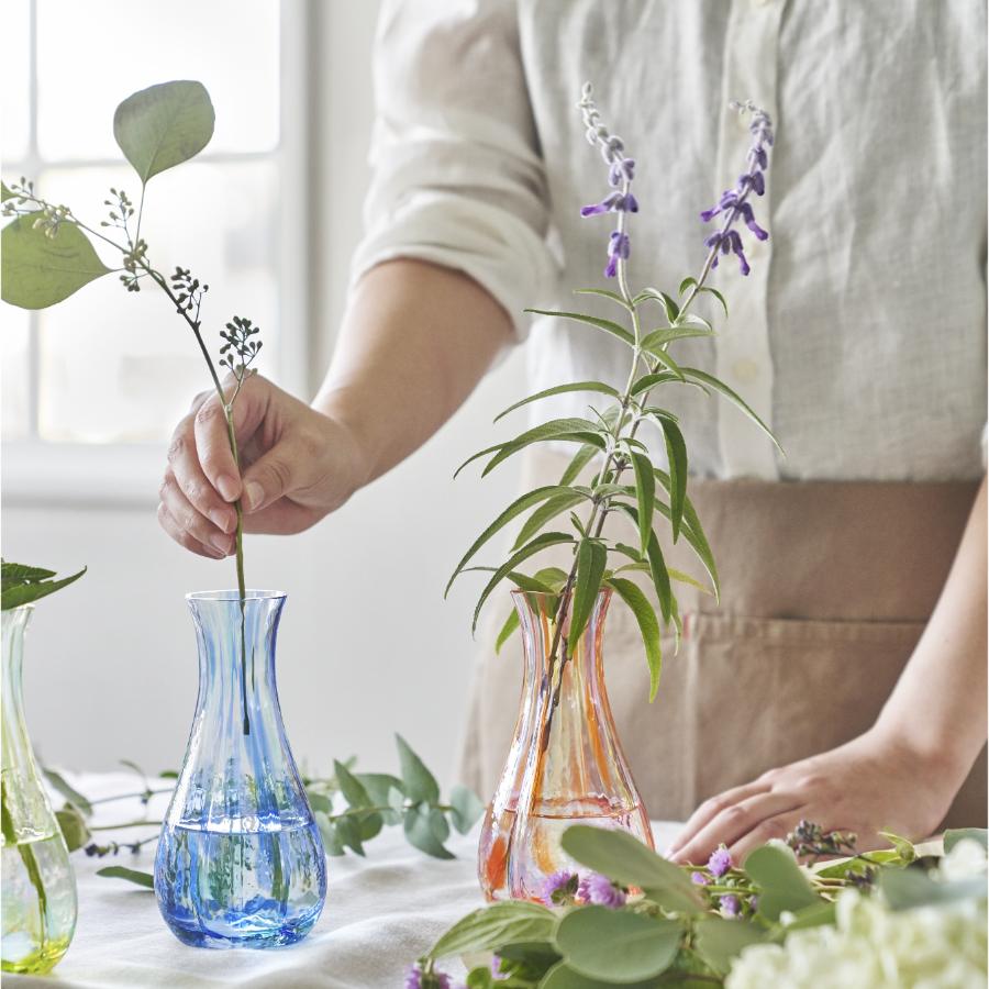 ＜津軽びいどろ＞花ひかり一輪挿し シーブルー