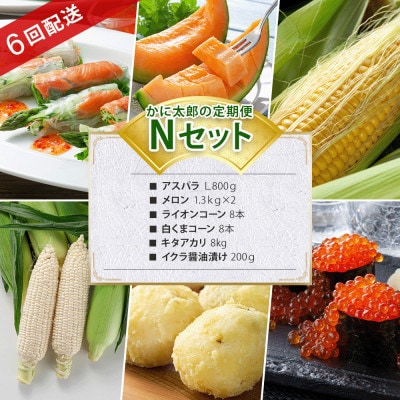 【発送月固定定期便】かに太郎定期便Nアスパラ メロン とうもろこし2回 いも イクラ03827全6回【配送不可地域：離島】【4082545】