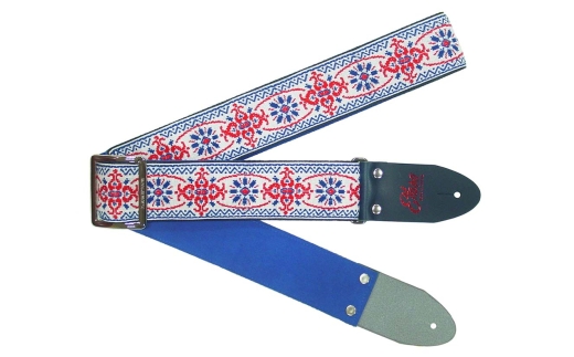 【ギターストラップ】 Elara Straps Mellow Chandelier Blue/Red 郡上市 レザー 真鍮バックル ウルトラスエード プロ仕様 エレキ アコギ ベース Ksound 小林楽器店