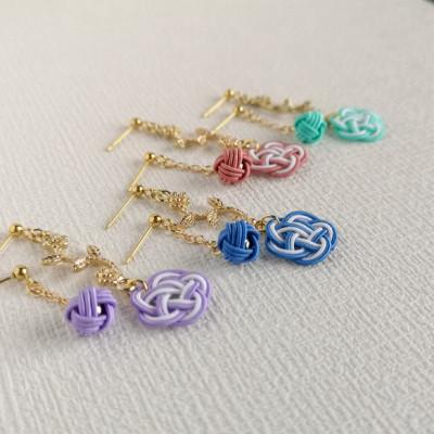 ふるさと納税 京丹後市 *瑠璃色*　『花時』アシンメトリーピアス/水引ピアス |  | 01