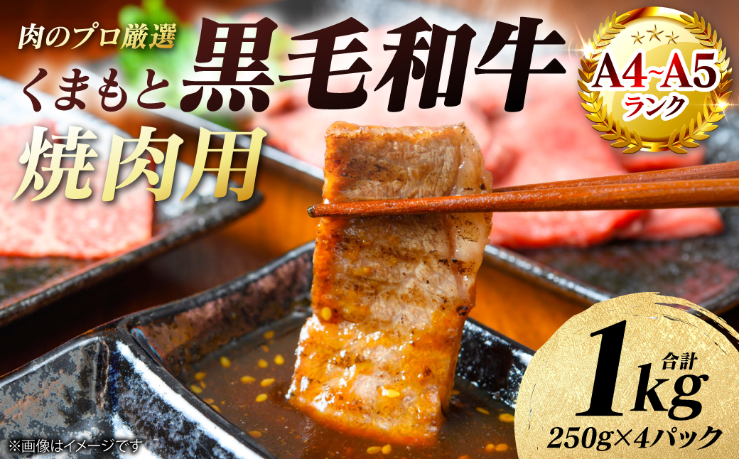 【A4～A5ランク】 くまもと黒毛和牛 焼肉用 1kg （250g×4パック） 和牛 牛肉 お肉 黒毛和牛 冷凍 焼肉 BBQ おかず ギフト 熊本県 八代市