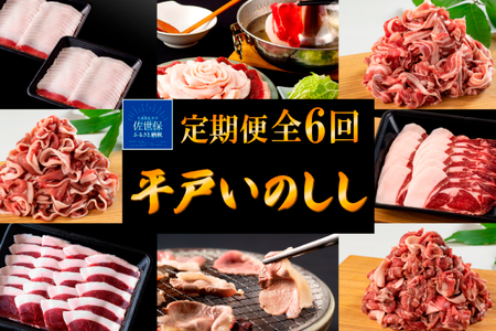 【毎月定期便6回】【猪肉】平戸いのしし 三昧 / ジビエ ぼたん鍋 すき焼き しゃぶしゃぶ 肩ロース スライス 切り落とし ボタン鍋 人気