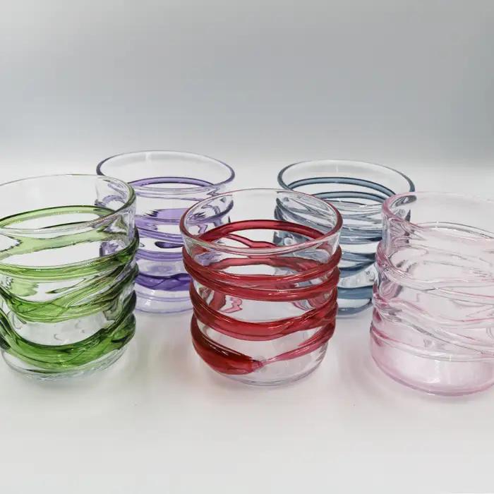 【SUKI GLASS STUDIO】 ガラス工芸品『ひも巻きグラス』 １個【緑-Green】　[0013-0010]