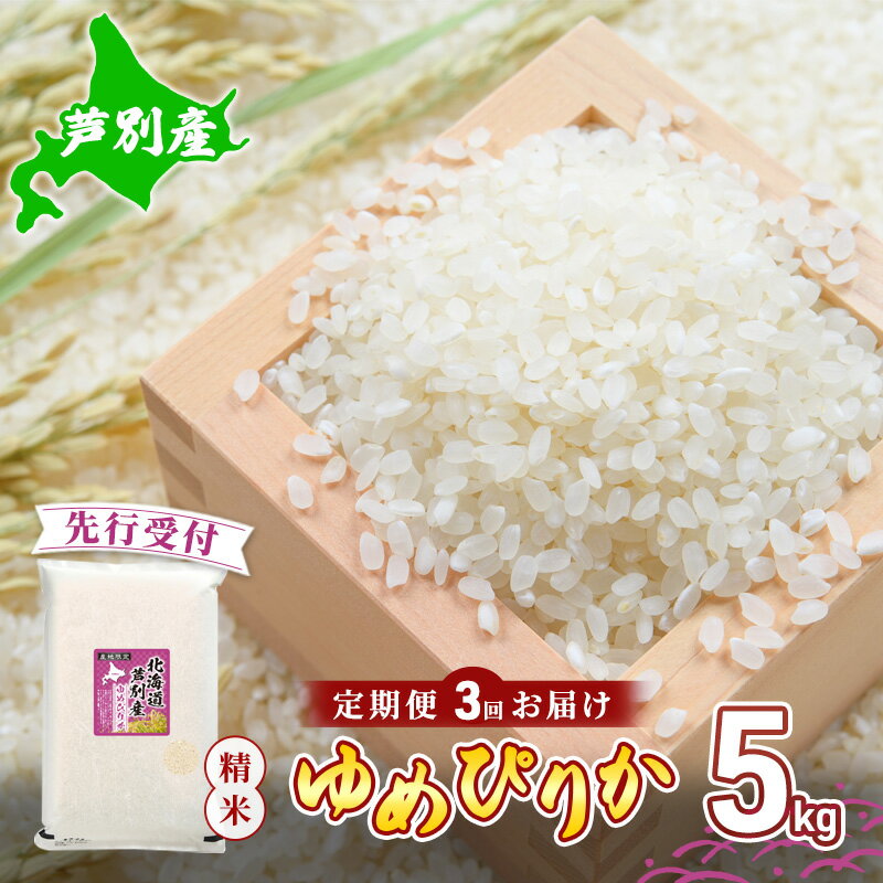 【ふるさと納税】【 先行受付 】米 令和6年産 定期便 3回 ゆめぴりか 5kg 令和6年産 川崎森田屋 特A 精米 白米 お米 おこめ コメ ご飯 ごはん あっさり ふっくら 調整済 食味ランキング 送料無料 北海道米 北海道 芦別市　お届け：2025年11月中旬より順次出荷
