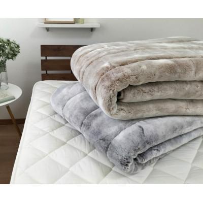 ふるさと納税 岸和田市 【シングル】備長炭混わた入り　フェイクファー敷パッド＜グレー＞　BFP-10S-GY |  | 02