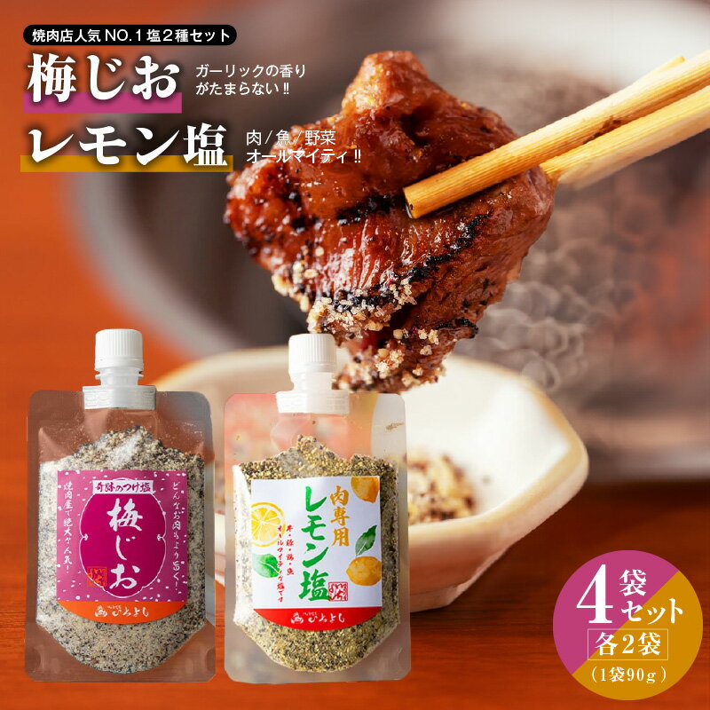 【ふるさと納税】焼き肉専門店 梅じお レモン塩 スパイスセット 90g × 4袋 お試し 焼肉 BBQ 相性抜群 10種類 スパイス ガーリック ハーブ 塩 隠し味 マスタード オリジナル 味付け カルパッチョ お取り寄せ 常温 最短 7営業日以内発送 大阪府 泉佐野市 送料無料