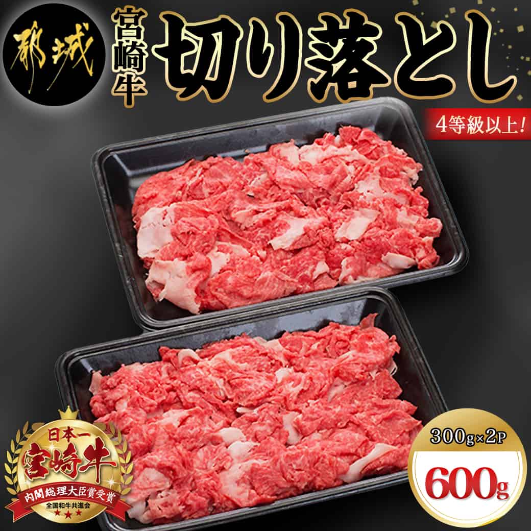 【ふるさと納税】宮崎牛切り落とし600g - 国産黒毛和牛 ブランド牛 牛肉 宮崎牛切落とし肉 300g×2パック 計600グラム 牛丼や炒め物などに 万能 beef 冷凍 国産/九州産/宮崎県産 送料無料 AA-8909【宮崎県都城市は2年連続ふるさと納税日本一！】