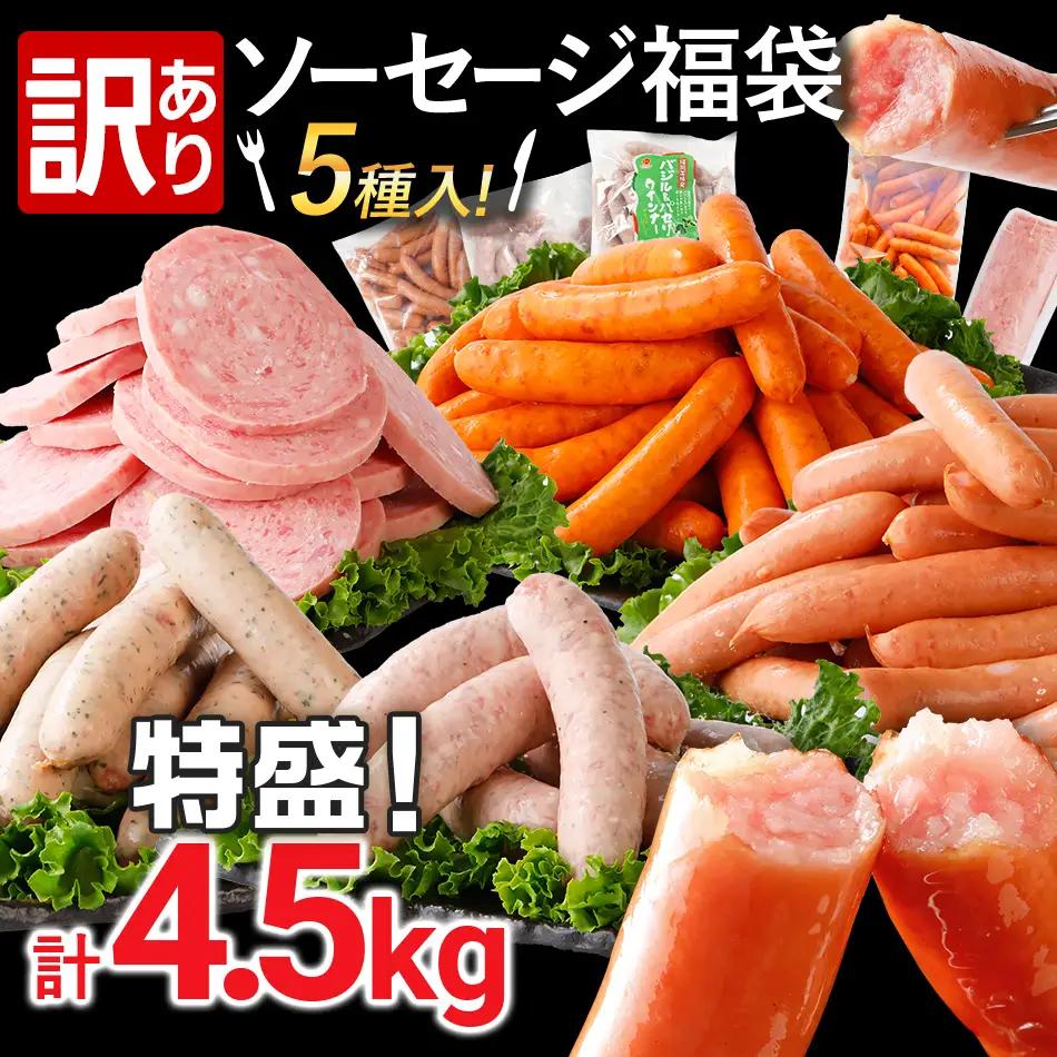 訳あり ソーセージ福袋 ウインナー 5種セット 合計4.5kg ソーセージ FN202609
