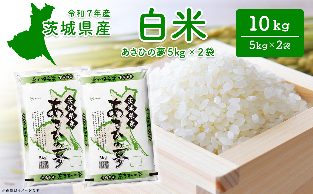 【令和7年産/白米】あさひの夢10kg (5kg×2袋) ＜令和8年1月内発送＞ 米 精米 小分け 2025年産 茨城県産 K2655