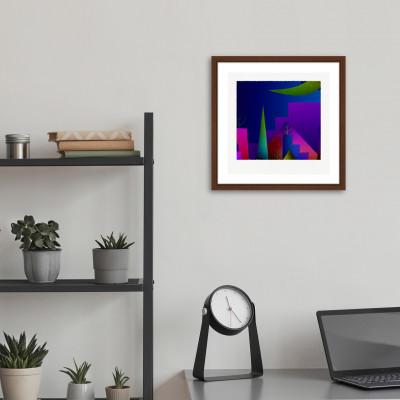 ふるさと納税 綾部市 街と塔 [しかくいえ]22【絵画】 額装サイズ266mmx266mm |  | 01
