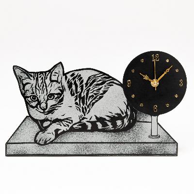 ふるさと納税 大月市 beautiful watch　ねこB(置き時計)