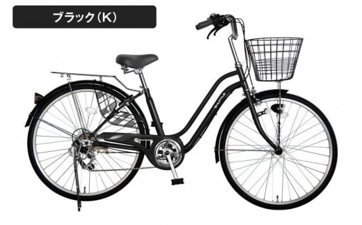 完成品でお届け！26インチ 自転車 SHIMANOパーツ シャトル シマノ 外装6段変速 シティサイクル LEDライト 変速付き 安全基準BAA付き おしゃれ オリジナル《6月上旬頃発送》［京都 自転車 シティサイクル 人気 おすすめ スポーツ アウトドア ツーリング ブランド メーカー お取り寄せ 通販 送料無料 ふるさと納税］SHUTTLE-FBSH266OL【ブラック（BK）】