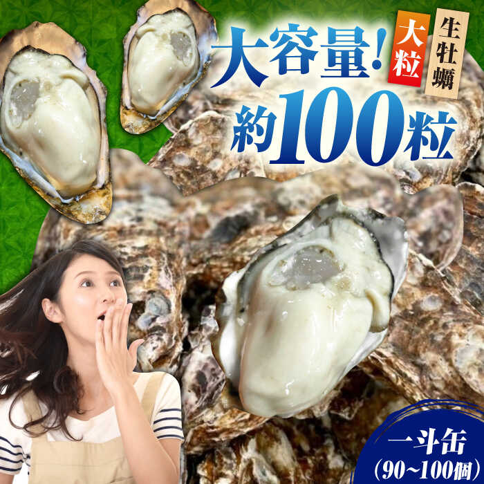 【ふるさと納税】大粒 大容量【生牡蠣】殻付き 一斗缶 約100個 牡蠣 生食 むき身 殻付き かき カキ むき身 選べる かき カキ カキフライ 冷蔵 海鮮 広島県産 人気 送料無料 江田島市/株式会社かきうち[XBK014]