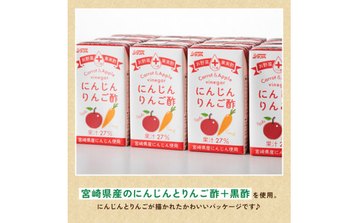 【3ヶ月 定期便 】サンA にんじんりんご酢 紙パック （125ml×24本）【 全3回 飲料 にんじん 人参 ニンジン りんご酢 黒酢 りんご果汁 紙パック 長期保存 備蓄 送料無料 】 [F3033t3]