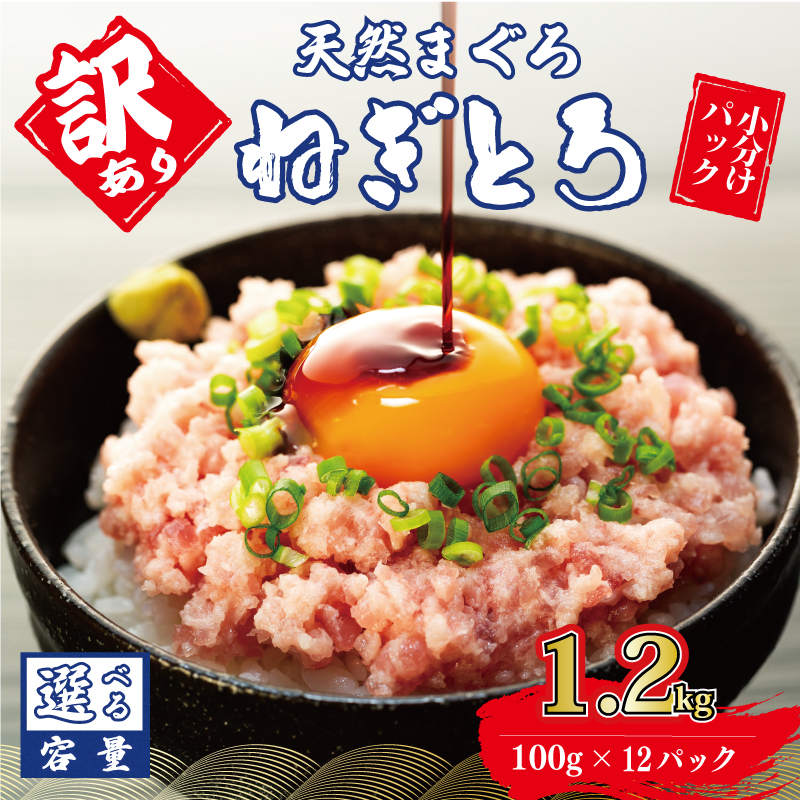 訳あり 大容量 ねぎとろ 1.2kg (100g × 12パック ) 天然マグロ 冷凍 小分け 個包装 便利 簡単 ネギトロ ねぎとろ丼 ネギトロ丼 マグロ まぐろ 鮪 たたき 新鮮 海鮮丼 丼 寿司