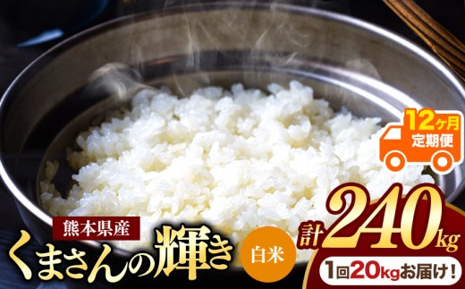 【定期便12回】熊本県産 白米 くまさんの輝き 20kg | お米 米 こめ おこめ 精米 白米 フードロス 国産 国産米 くまもと 熊本 熊本県 玉名市 玉名