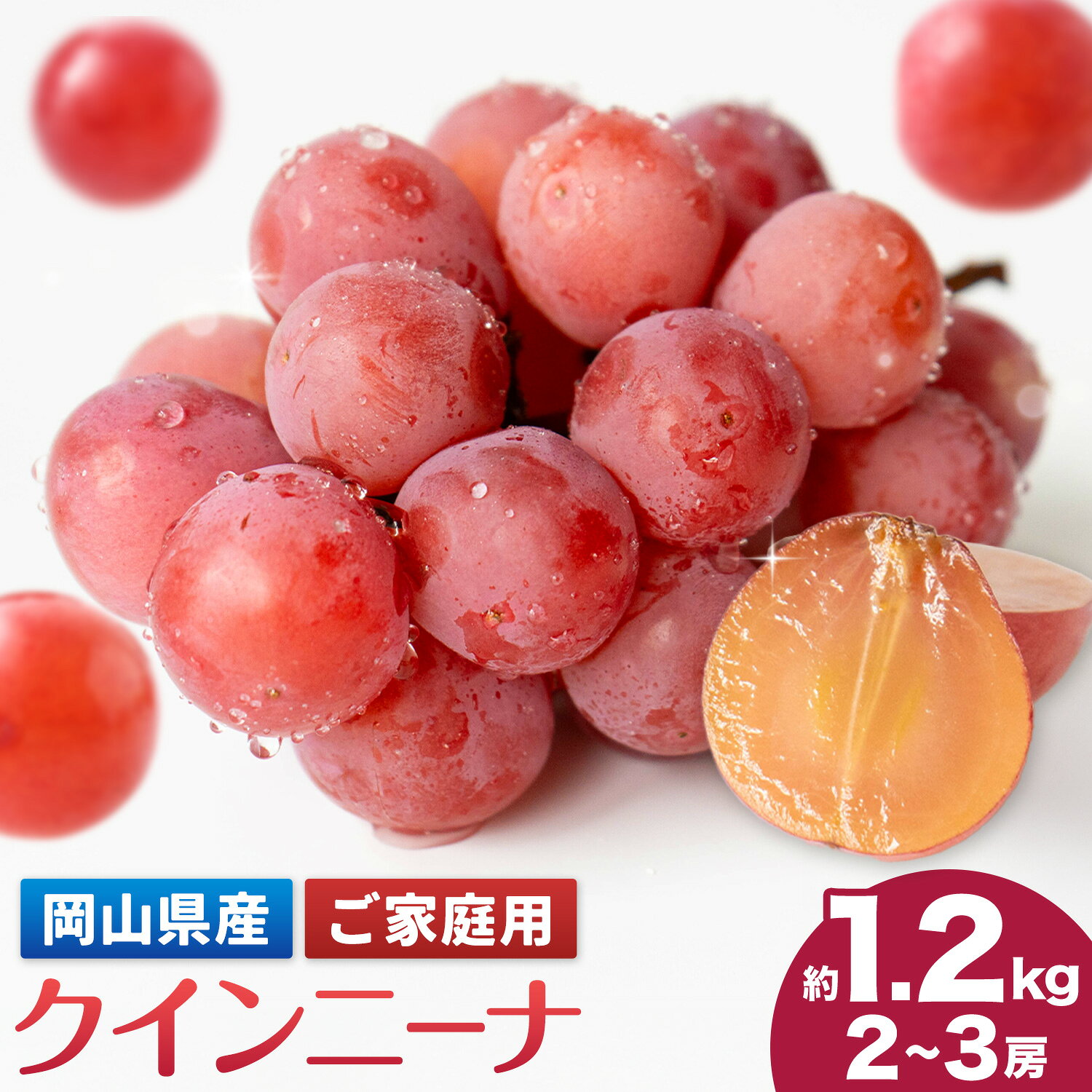 【ふるさと納税】ご家庭用 岡山県産 クインニーナ 約 1.2kg 2～3房 晴れの国おかやま館 (つむぐ株式会社) 《9月中旬-9月下旬頃出荷》岡山県 笠岡市 フルーツ 果物 果実 訳あり ぶどう 赤ぶどう 葡萄 ブドウ