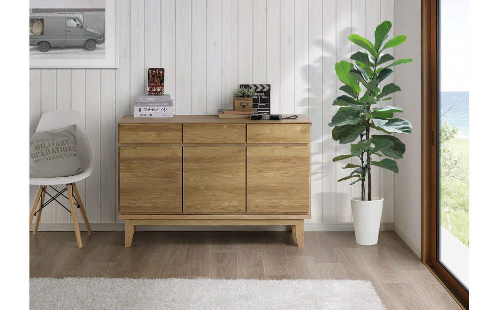 
            【カラー選択可】大川家具 幅120cm サイドボード ウォールナット/レッドオーク -ramsey-ラムジー
          