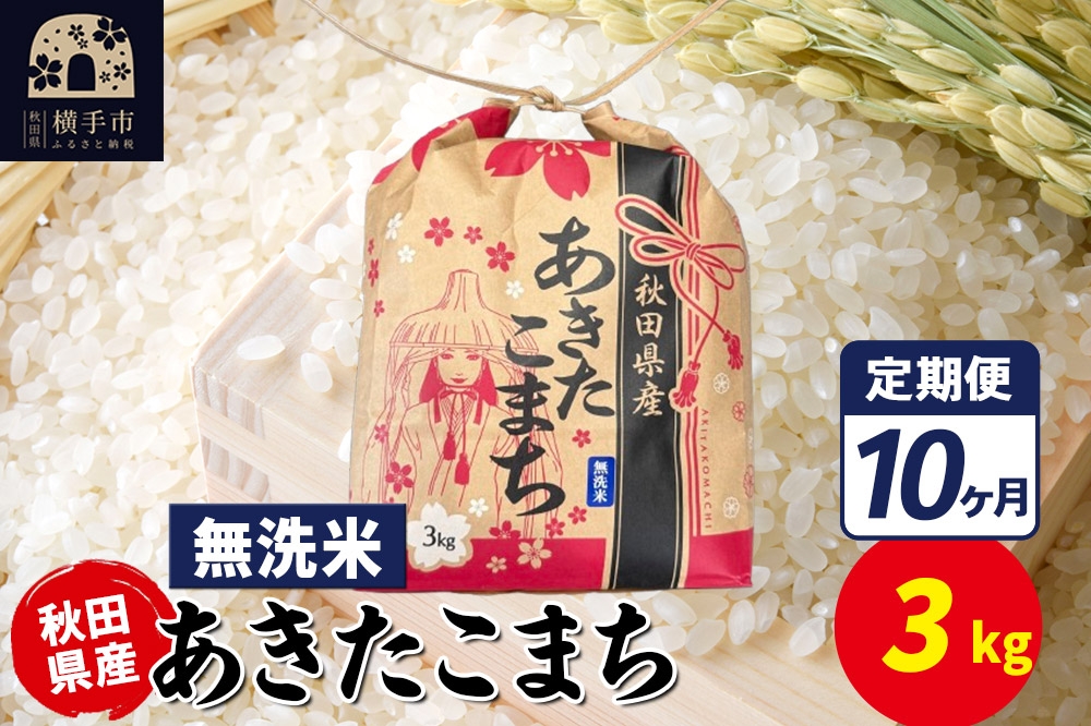
                  《定期便10ヶ月》あきたこまち 3kg×1袋【無洗米】令和7年産 秋田県産 こまちライン [こまちライン あきたこまち ブランド米 お米 無洗米 精米 米どころ 秋田 秋田県産]
                