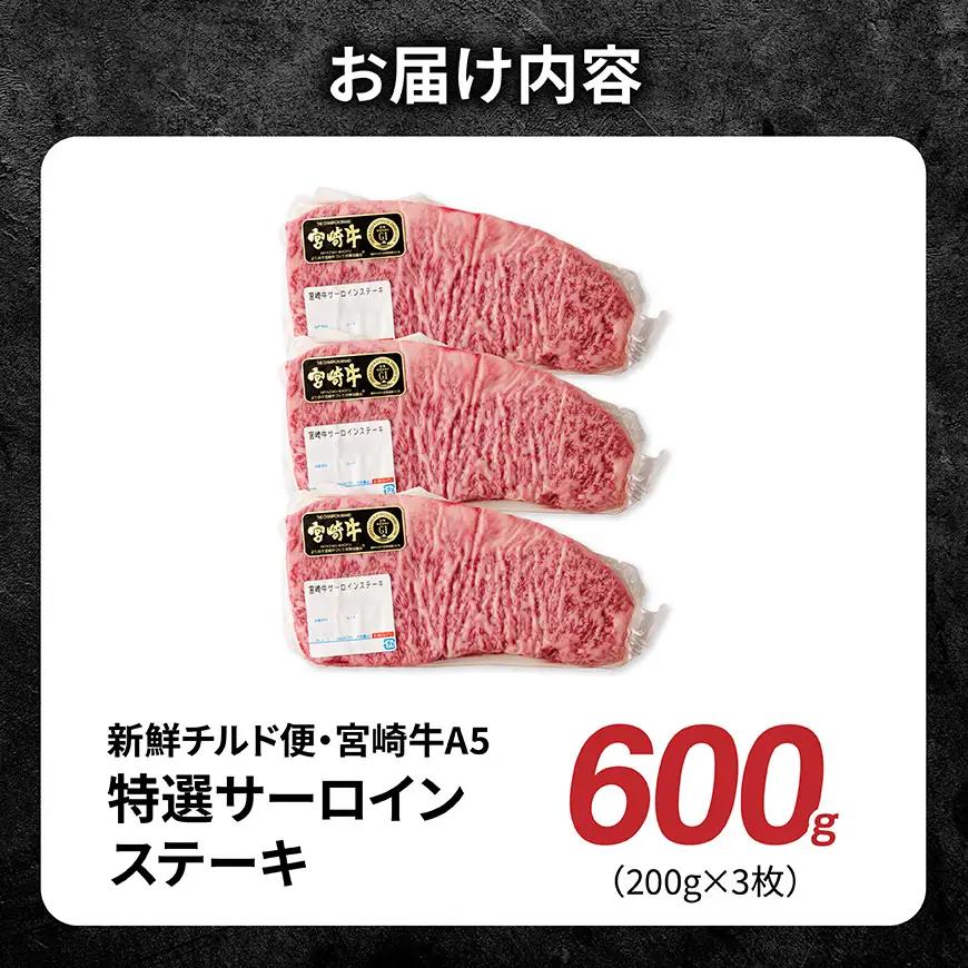 【A5等級】【新鮮チルド便】宮崎牛特選サーロインステーキ 600g 【 肉 宮崎 ステーキ 牛肉 おかず A5 】