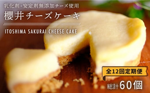 【全12回定期便】無添加チーズの櫻井チーズケーキ【5個入り】 糸島市 / 糸島手作り工房 爽風 [ATA007] スイーツ チーズケーキ 個包装 濃厚 レモン 冷凍 冷蔵