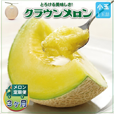 
            ＜毎月定期便＞クラウンメロン 白等級 小玉1玉 静岡県産 高級 マスクメロン＜1年中お届け＞全3回【4012651】
          