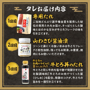 【3回定期便】毎月付属のタレが変わる！牛とろ丼セット300g 計45食分【 牛とろ丼 セット 牛とろ 北海道 清水町 グルメ 牛フレーク 詰め合わせ お肉 牛 国産 北海道産】_S006-0057