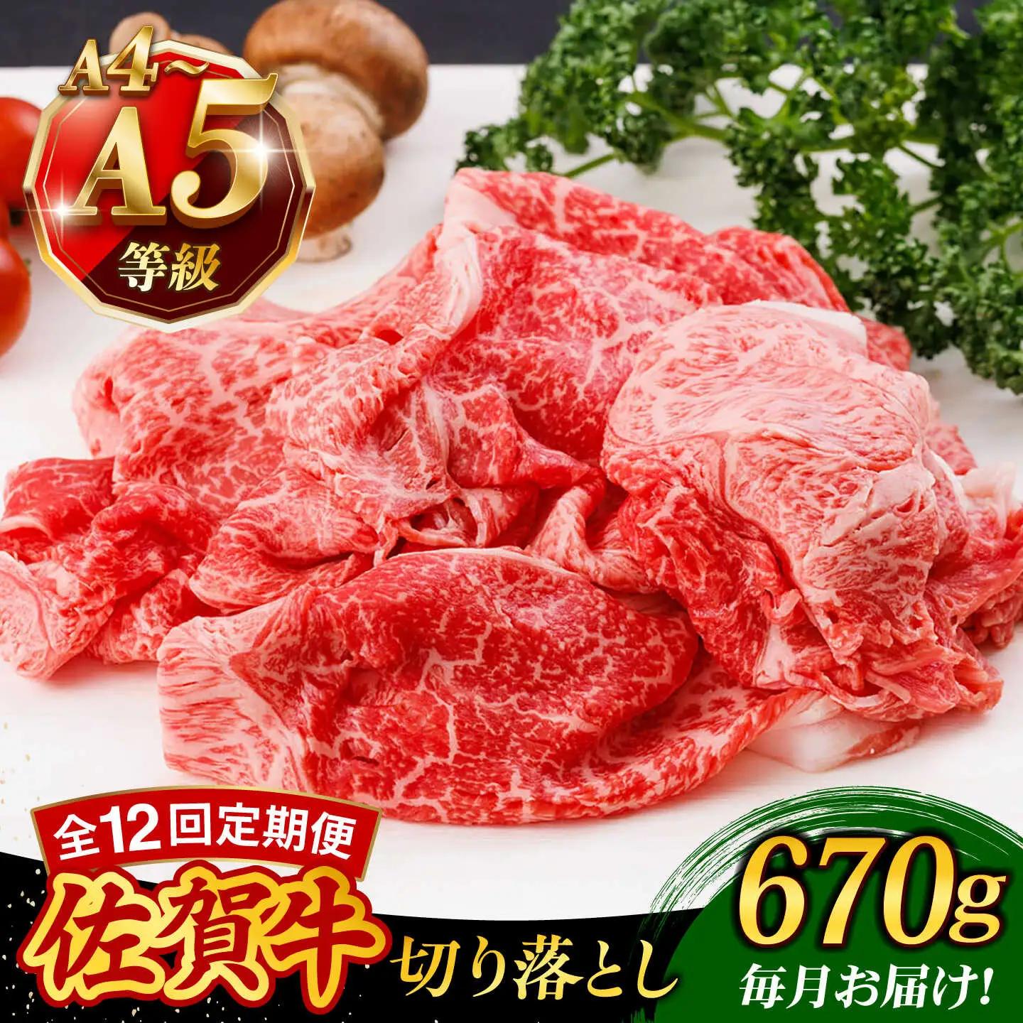 【12回定期便】 佐賀牛 切り落とし 670g 牛肉 [UCC028]