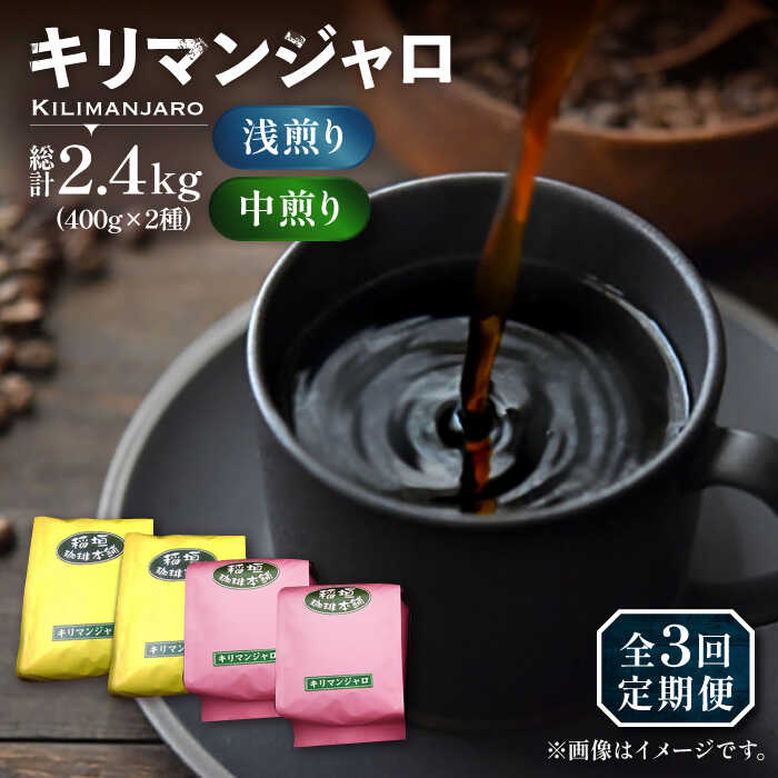【ふるさと納税】【全3回定期便】キリマンジャロ コーヒー 2種 ( 浅煎り フルーツフレーバー ＆ 中煎り チョコレートフレーバー )《豊前市》【稲垣珈琲】珈琲 コーヒー 豆 粉[VAS191] 52000 52000円