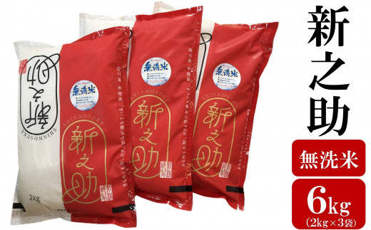 令和7年産米【五ツ星お米マイスター厳選】新之助 無洗米 6kg（2kg×3袋）[Y0424]