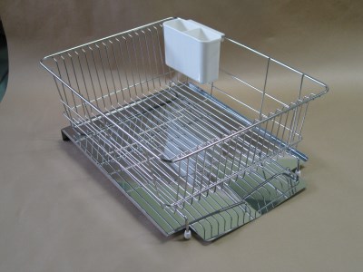 水が流れるステンレス製水切り（ワイド横型） 水切りラック【011S005】