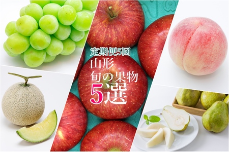 【2025年8月～12月発送】【定期便5回】山形旬の果物5選（メロン/桃/シャインマスカット/ラ・フランス/りんご）_H244(R7)