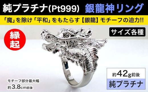 純プラチナ製(Pt999) 銀龍神リング ALPER037