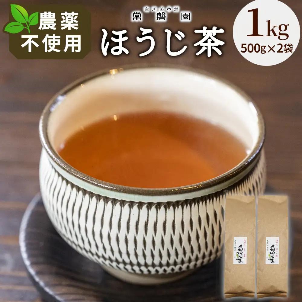 農薬不使用！浅炒りほうじ茶 1kg (500g×2) 常磐園 ほうじ茶 浅炒り 日本茶 茶葉 お茶 白川茶 春摘み 大容量 岐阜県 東白川村 お取り寄せ