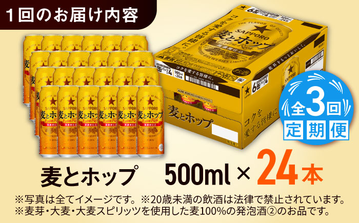 【全3回定期便】サッポロ 麦とホップ 500ml×24缶 合計72缶 日田市 / 株式会社綾部商店ビール 酒 サッポロ　ビール 酒 サッポロ [ARDC134]