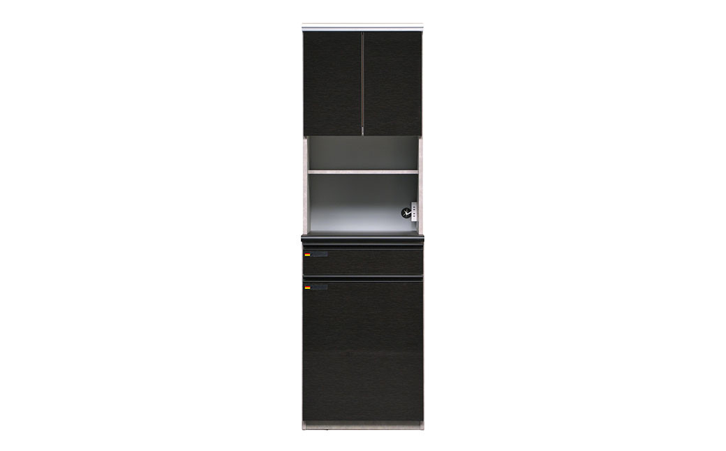 
            食器棚 オッド 60OP【黒木目・ムラミグレー】 幅60cm ダイニングボード 完成品 キッチン収納 スリム キッチンボード
          