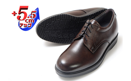 本革 ビジネスシューズ 紳士靴 外羽根プレーン 5.5cmアップ シークレットシューズ No.911 ブラウン 雑貨 日用品  BN002 25.5cm