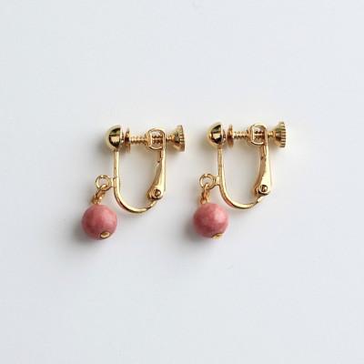 ふるさと納税 野田村 バラ輝石　イヤリング(ゴールド)