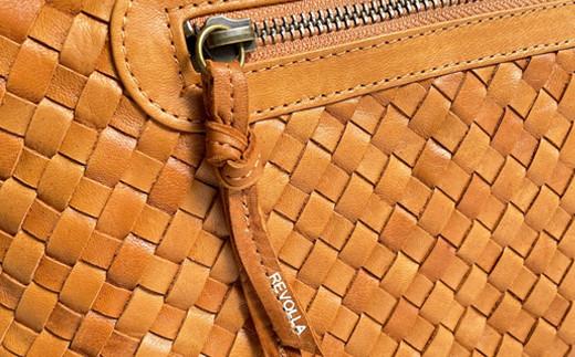 005-144　【オーク】しっとり柔らかな高級天然馬革 編み込み 2way ショルダーバッグ