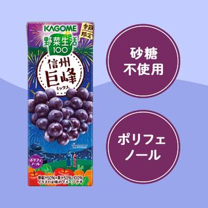 カゴメ 野菜生活100 信州巨峰ミックス 195ml 24本 砂糖不使用 ポリフェノール 紙パック 健康 飲料 果汁 贈答用 信州 巨峰 季節限定 期間限定 [7月中旬より順次発送]