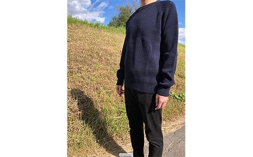 【阿部ニット】《ホワイト》両あぜ編みミドルゲージニット（ウール100%）Sサイズ  服 ファッション F20C-362