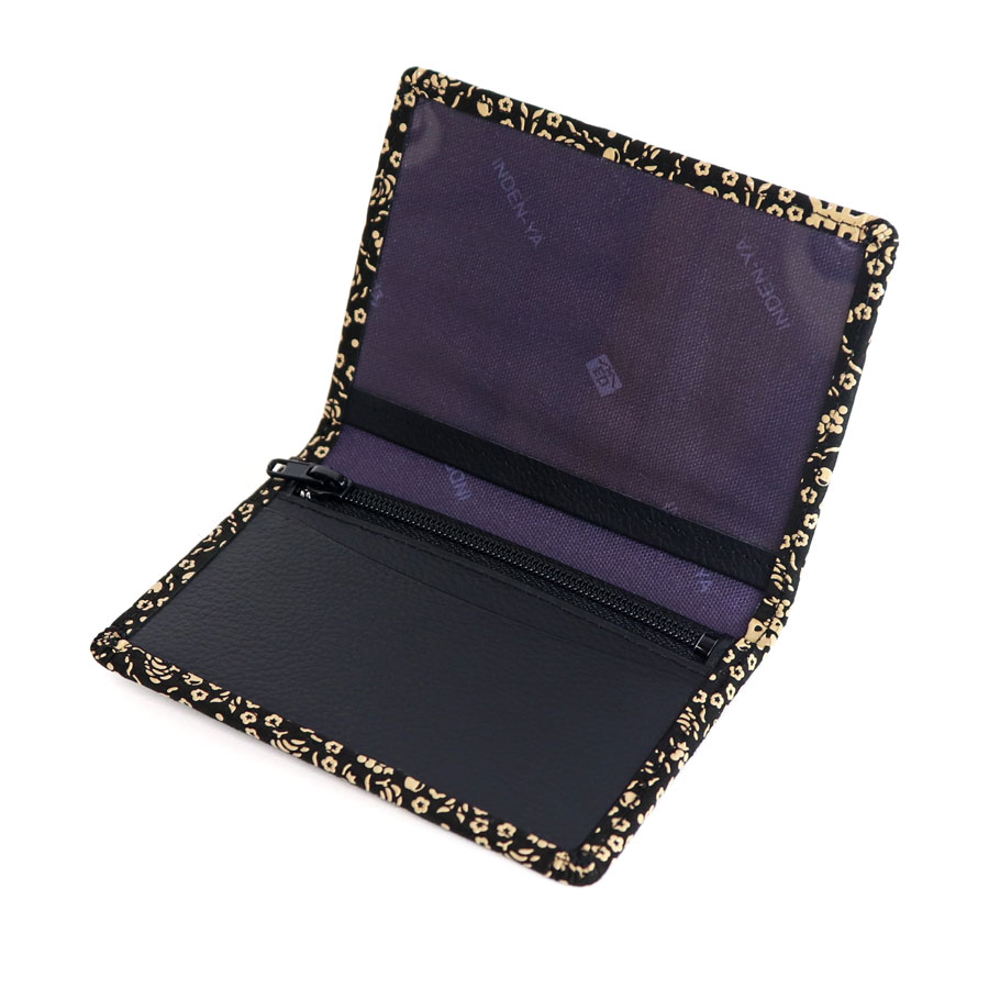 <印傳屋 上原勇七>甲州印傳 印傳屋上原勇七 免許証入れ 黒×白 恵み申