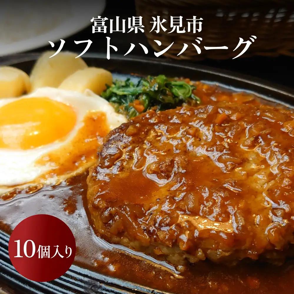 ソフトハンバーグ 10個 ｜ ソース付き ミートソース 柔らか ハンバーグ 湯煎 冷凍 おかず 惣菜 温めるだけ 簡単調理 お取り寄せ 小分け 10個 富山 氷見