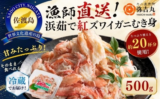 
                  【先行予約 2026年10月以降発送】佐渡島産 浜茹で紅ズワイガニ むき身500g（約20杯分使用）産地直送 | 新潟県産カニ 佐渡産カニ 佐渡島産ずわいがに 紅ズワイガニ 紅ずわいがに ベニズワイガニ カニ 蟹 かに むき身 ほぐし身 ボイル 浜茹で 海鮮 魚介 にいがた さど 新潟県 佐渡市
                