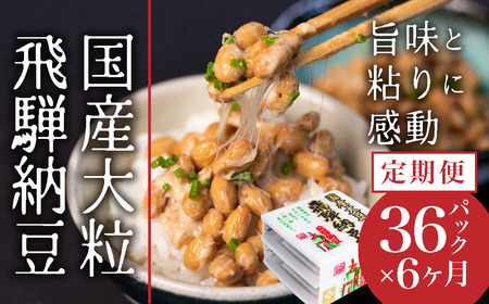 飛騨納豆 国産大豆 大粒 3パック×12個 6か月定期便 橋本商店 大粒納豆 高級納豆 納豆 納豆定期便 定期便 納豆 朝食 朝活 朝ごはん 朝ご飯 [Q075x]