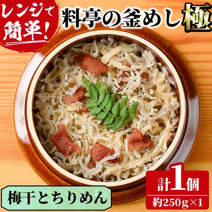 料亭の釜めし・極＜梅干しとちりめん＞(約250g×1) 料亭 グルメ 冷凍【TW-7】【魚甚閣 常若】